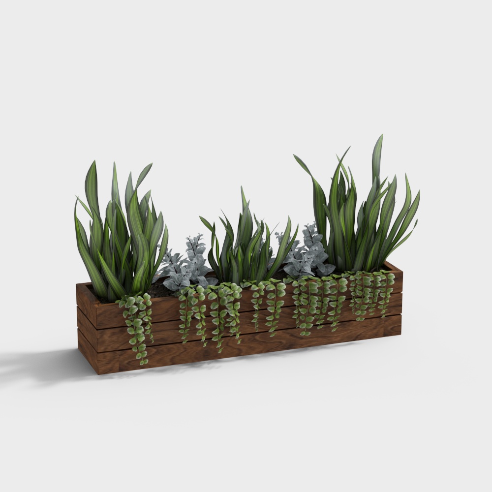 Giường hoa gỗ hiện đại sân vườn