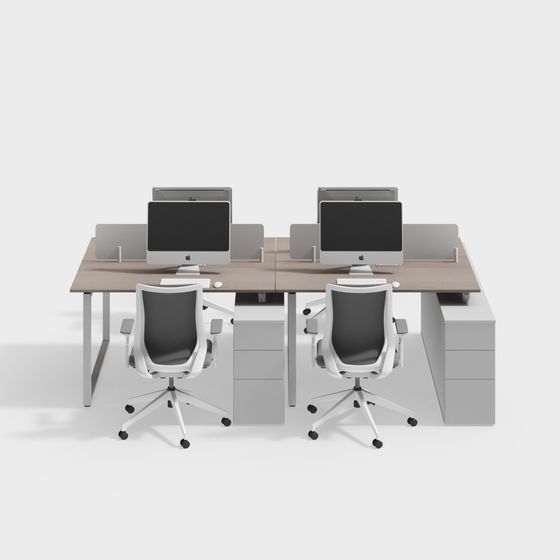 Open Office Workspace 3D model for Modern Interiors