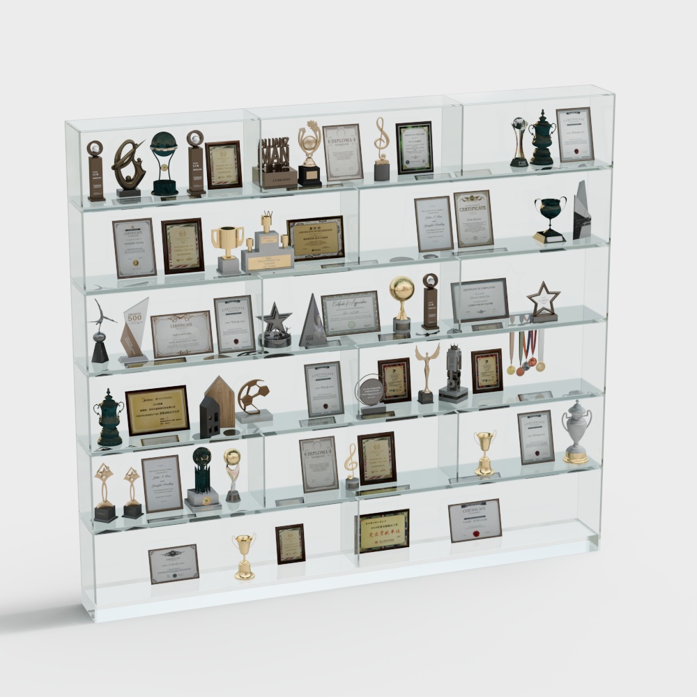 Trophies, certificates, medals display cabinet