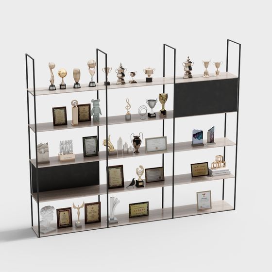 Elegant Low-Poly Display Cabinet 3D model
