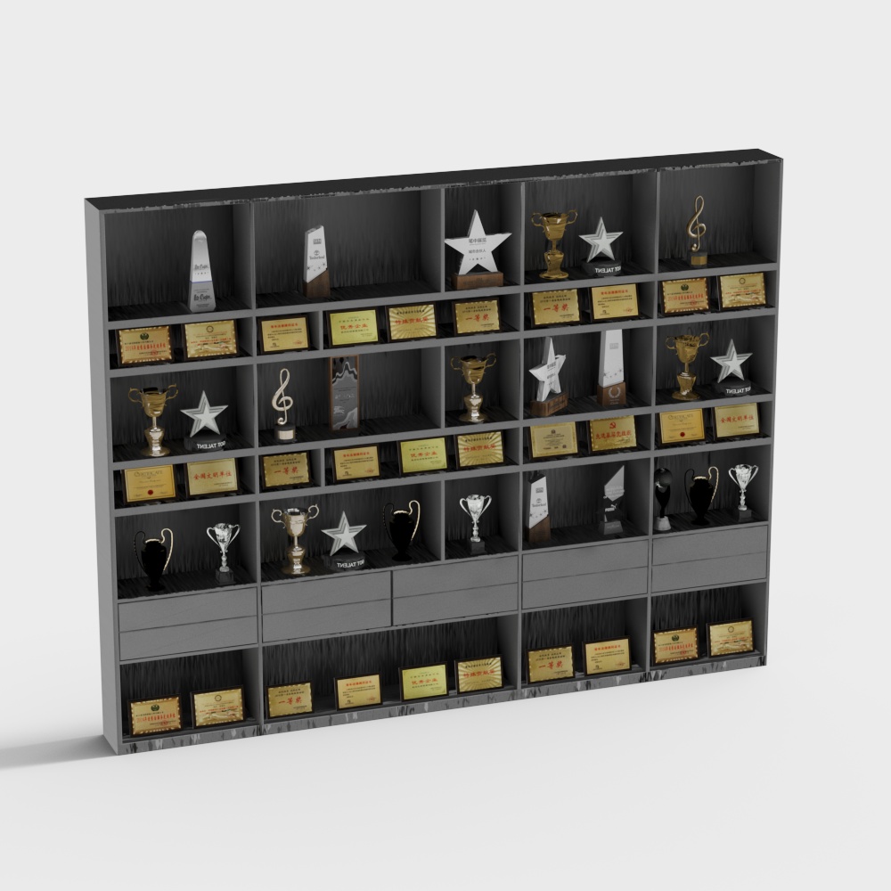Elegant Trophy Display Cabinet 3D model