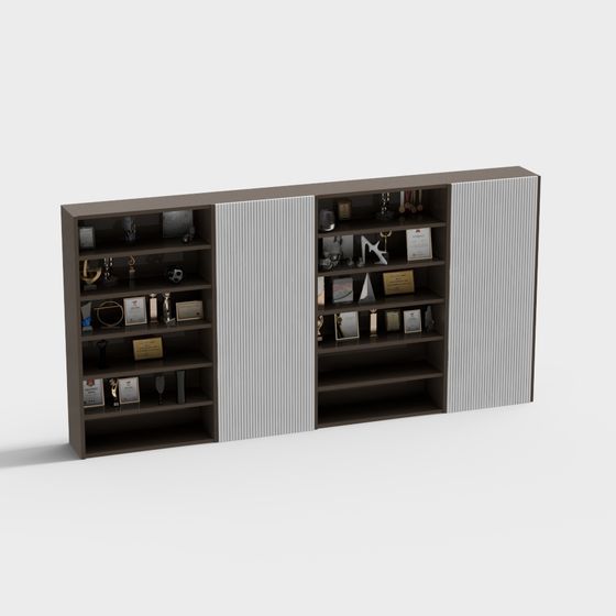 Stylish 3D Bookshelf Model with Modern Vintage Design