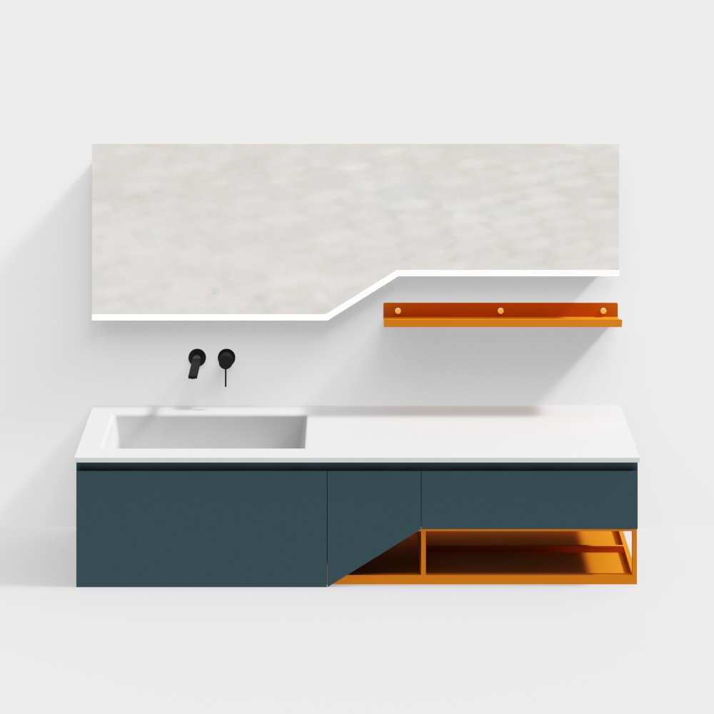 Urban Bathroom Vanity 3D Model – Modern Low-Poly Design