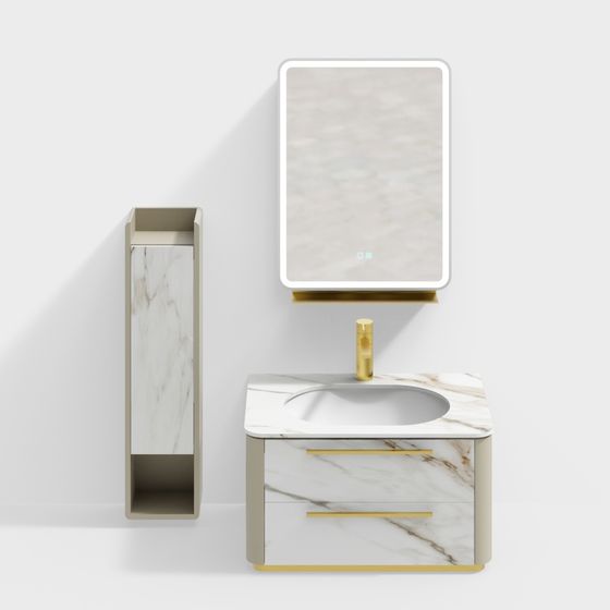 Stylish Bathroom Vanity Set 3D model for Contemporary Spaces