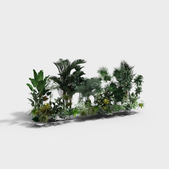 Lush Tropical Jungle Cluster 3D model