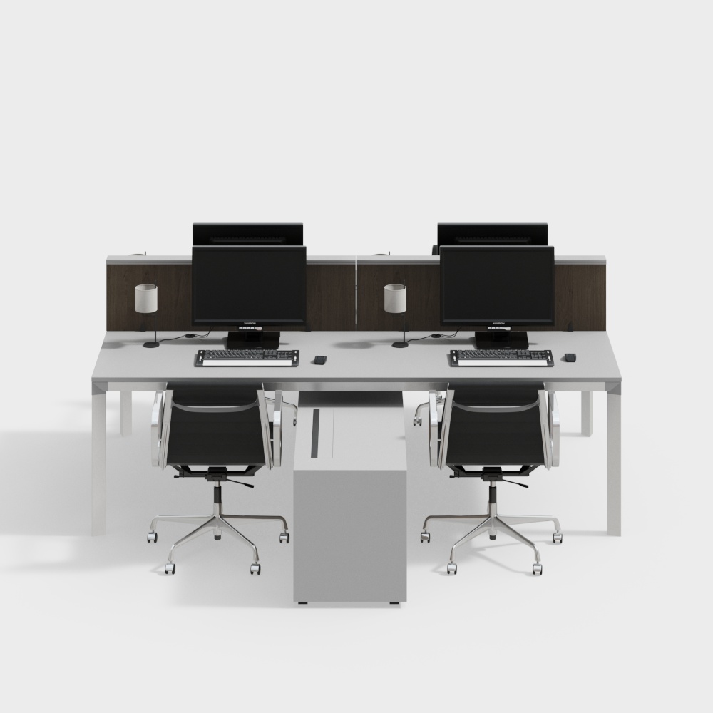 モダンなシンプルなオフィスデスクと椅子のセット