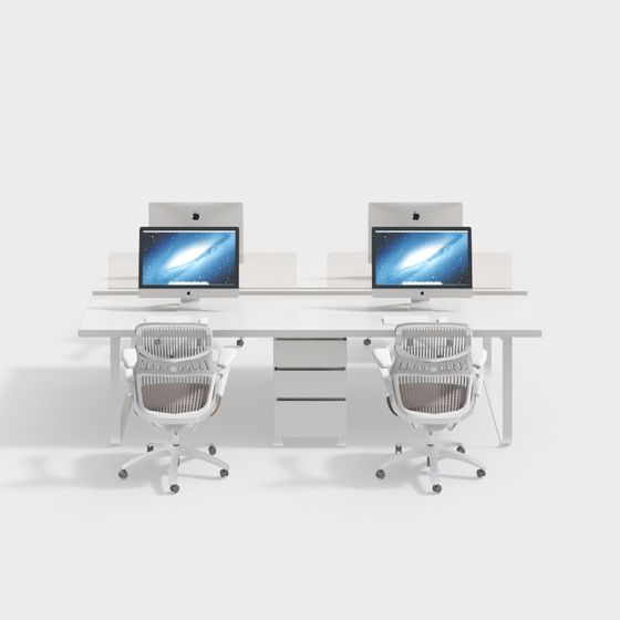 Modern Dual-Station Office Desk 3D model