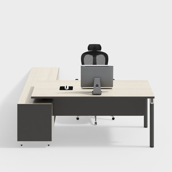 Minimalist and Efficient 3D Desk and Chair Set