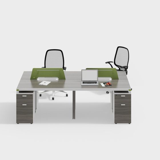 Modern Dual Workstation Desk 3D model