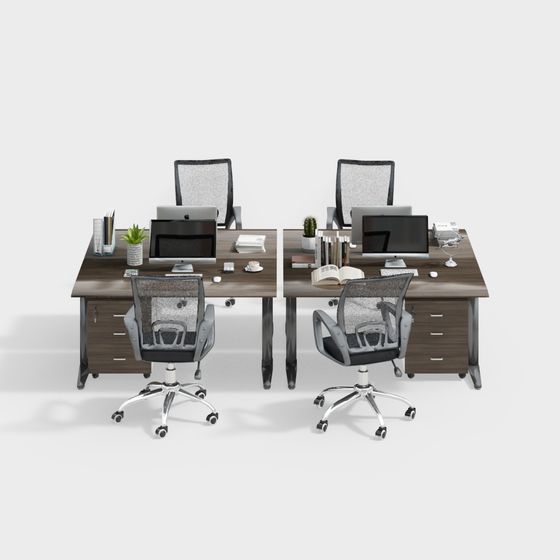 Stylish Office Desk and Chair Combo 3D model