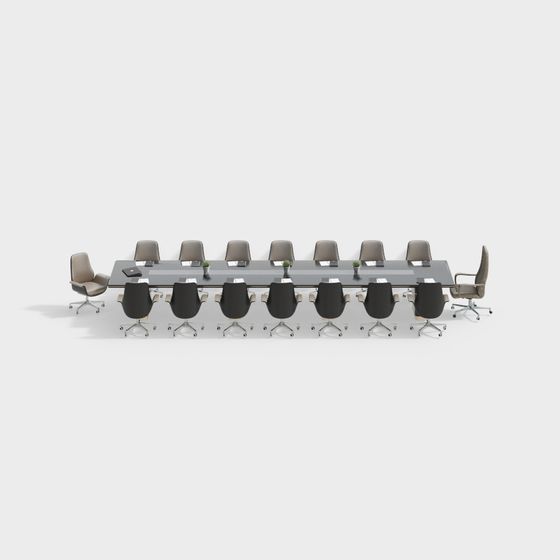 Elegant Conference Table and Chair Set 3D model