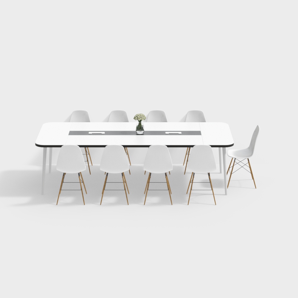 Modern minimalist conference table and chair combination