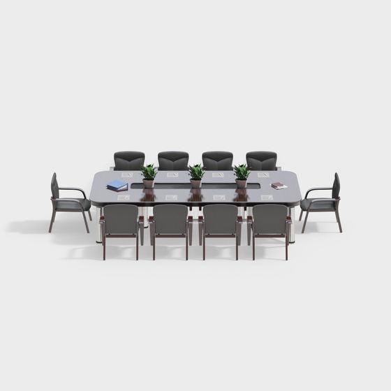Elegant Conference Table Set 3D model for Modern Offices