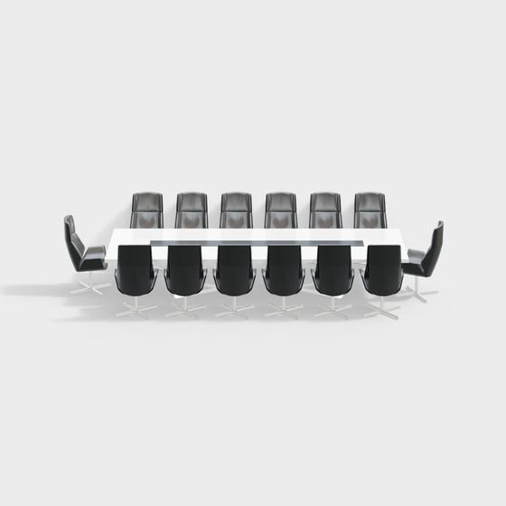 Modern Minimalist Conference Table and Chairs 3D model