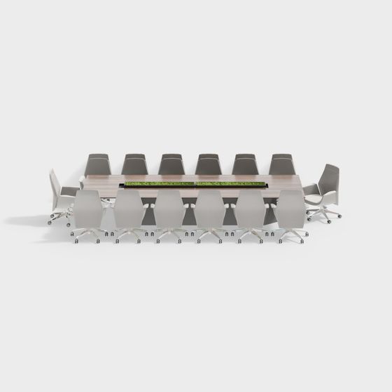 Minimalist Conference Table and Chairs 3D model