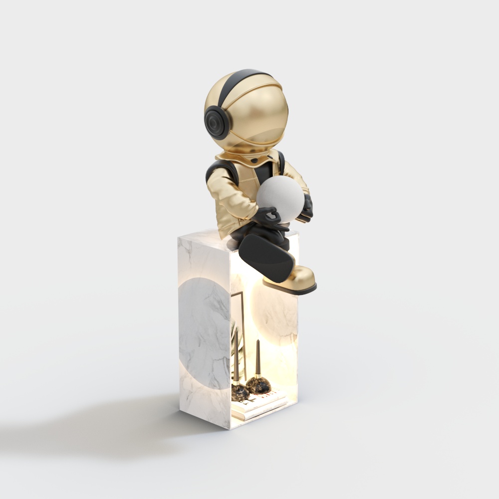 Golden Astronaut Floor Lamp