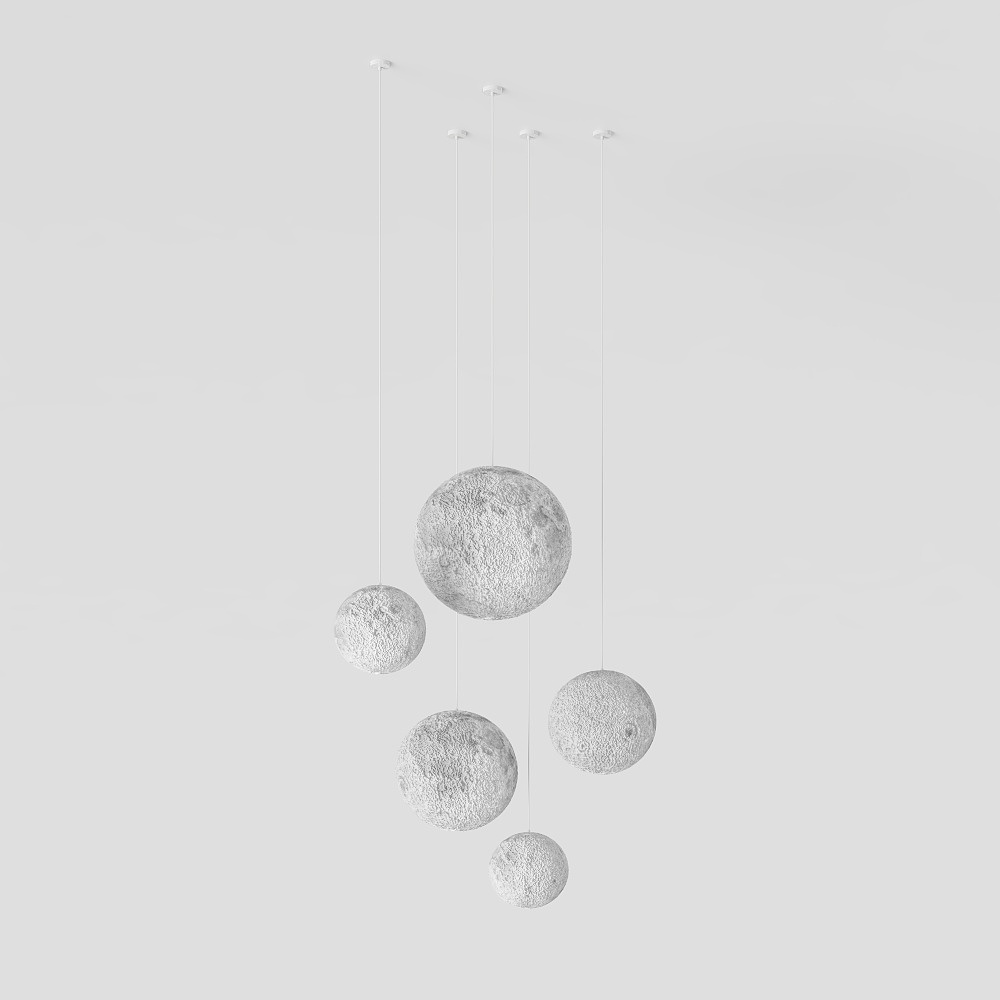 Restaurant wabi-sabi style moon chandelier