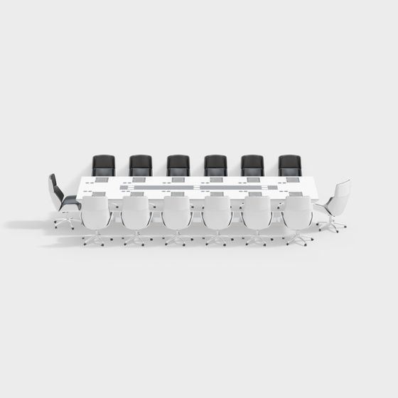 Modern Minimalist Conference Table and Chair Set in Gray