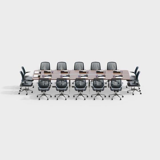 Elegant Conference Table and Chair Set 3D model