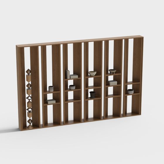 Wooden Shelf Bookshelf 3D model