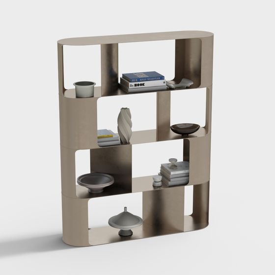 Modern Aesthetic Low-Poly Bookshelf 3D model