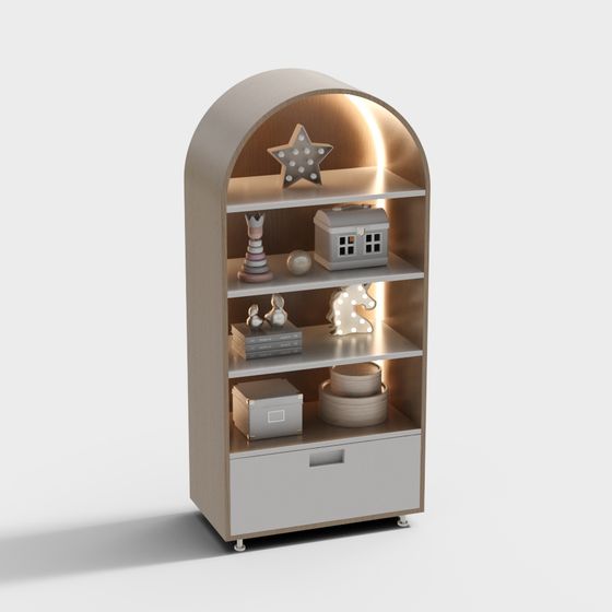 Elegant Curved Low-Poly Bookshelf 3D model