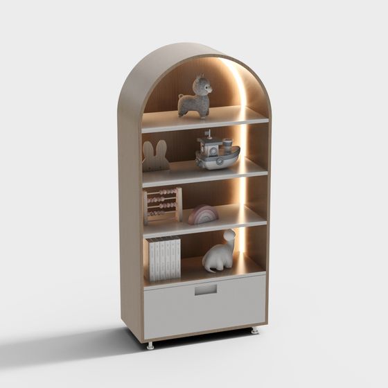 Elegant Curved Bookshelf 3D model for Modern Interiors