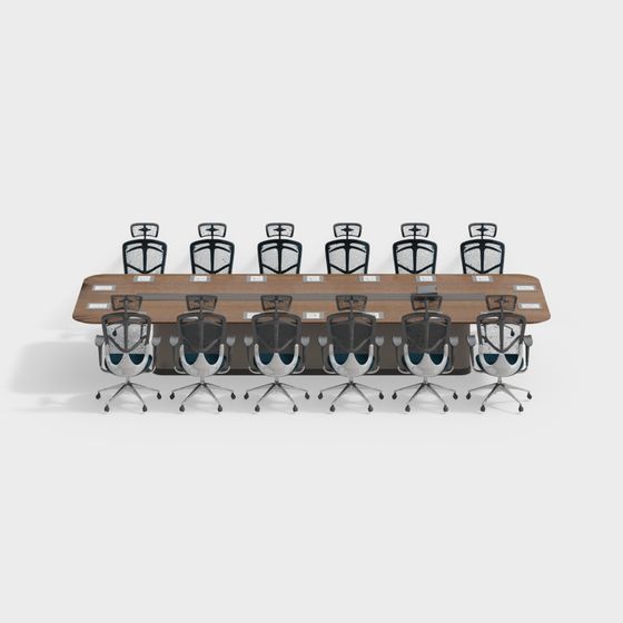 Stylish Conference Table and Chair Set 3D model