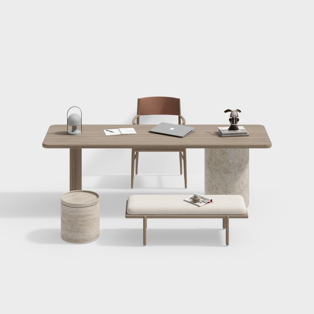 와비 사비 스타일 공부용 책상과 의자 세트