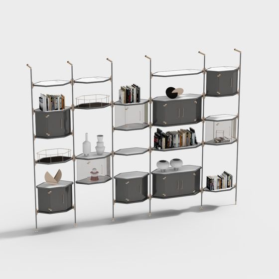 Modular Bookshelf System 3D model