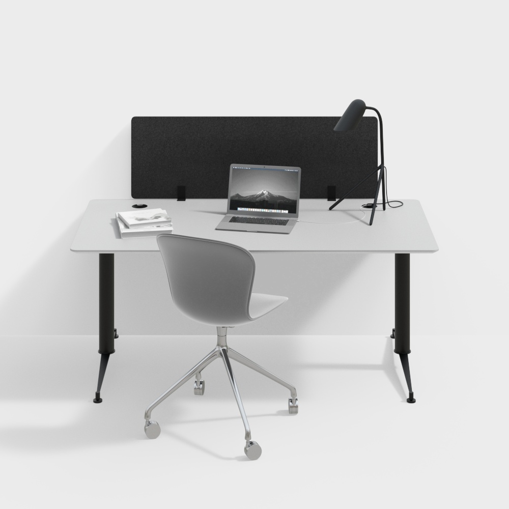 ชุดโต๊ะทำงานและเก้าอี้แบบเรียบ