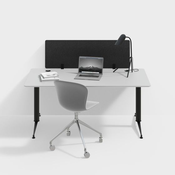 Simple Office Desk and Chair Combination 3D Model