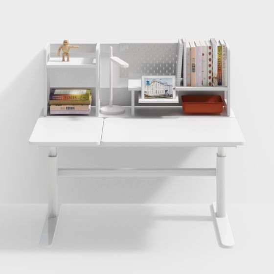 Modern Desk 3D Model in White