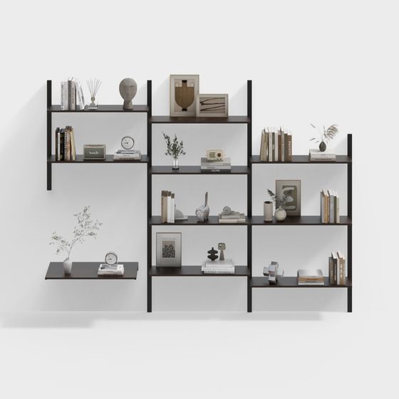 Modern Minimalist 3D Bookshelf Model
