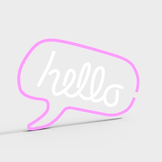 Hello Neon Sign 3D model