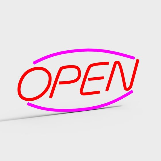 Open Sign 3D Model