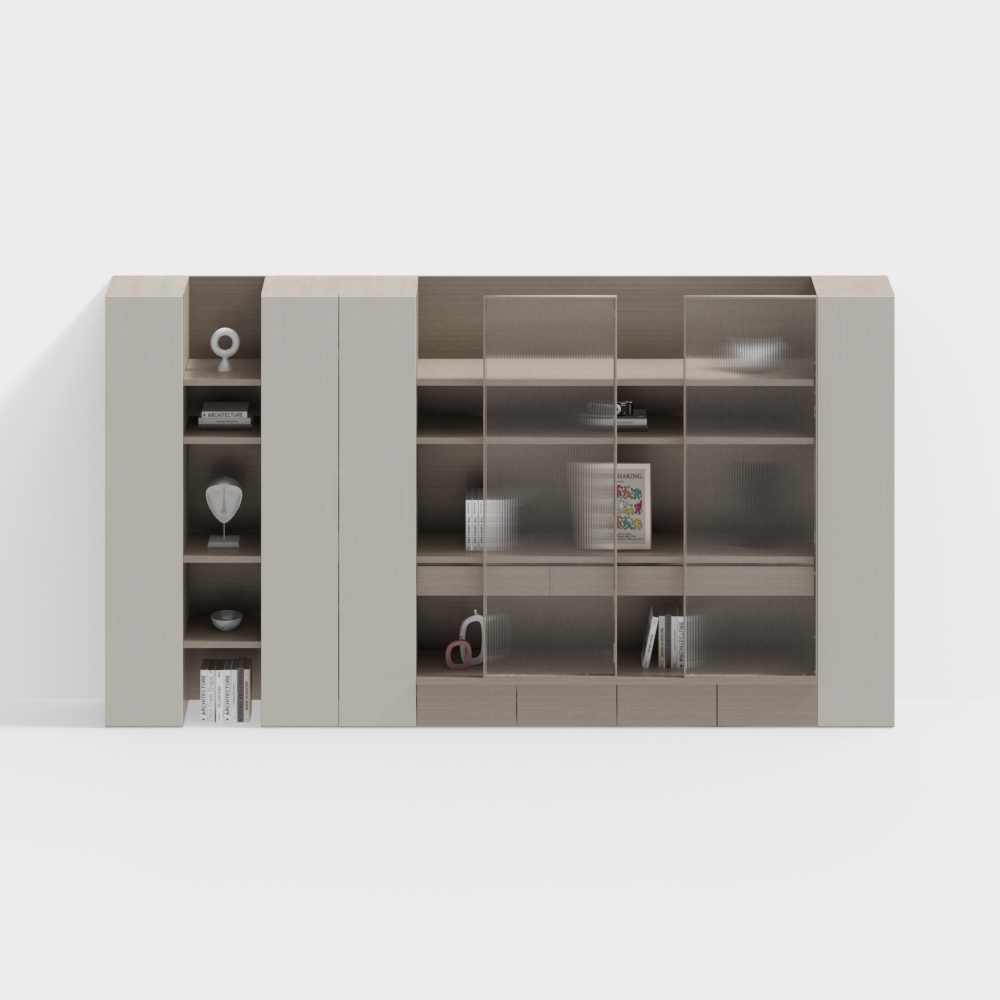Urban Bookshelf 3D Model – Low-Poly Wood Texture