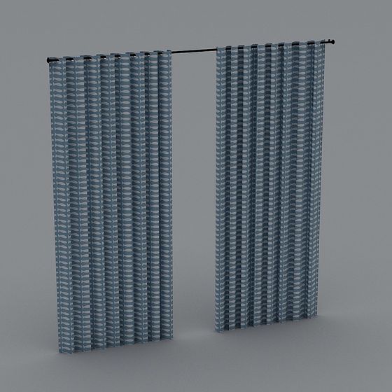 Low-Poly Blue Curtain 3D model for Modern Interiors