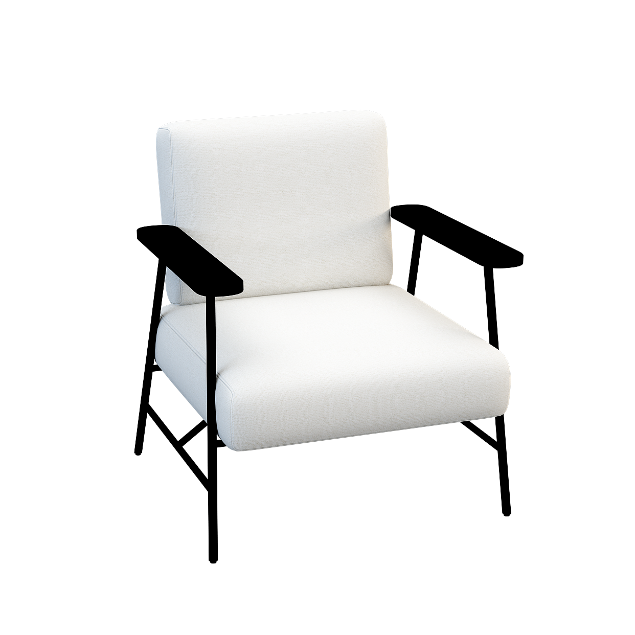 Urban Lounge Chair 3D Model – Minimalist Fabric & Metal