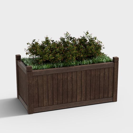 Low Poly Wooden Planter Box 3D model