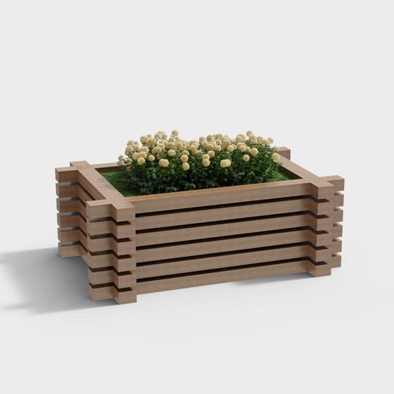 Minimalist Wooden Planter Box 3D model