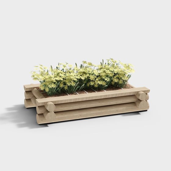 Charming Low-Poly Log Planter 3D Model for Creative Spaces