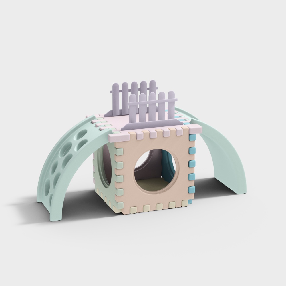 Whimsical Playhouse 3D Model – Pastel Low-Poly Design