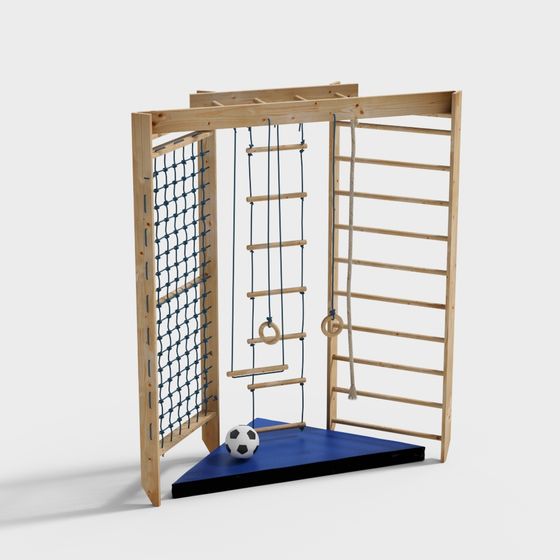 Wall-Mounted Climbing Frame 3D model for Kids