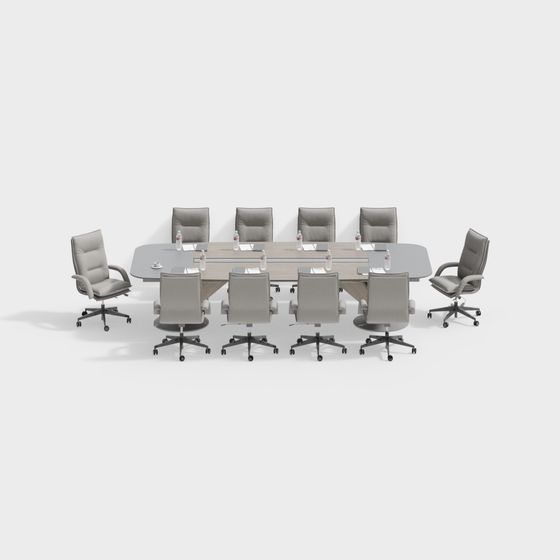 Sophisticated 3D Conference Table and Chair Set Model