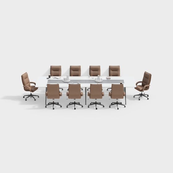Stylish Conference Table and Chair Set 3D model