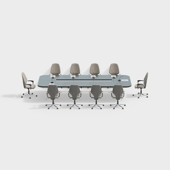 Elegant Conference Table and Chair Set 3D model