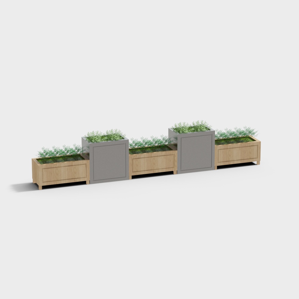 Modern flower box wooden flower bed for courtyard