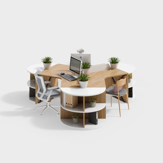 Elegant Low-Polygon Office Desk 3D model