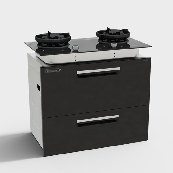 Gas Stoves 3D Model in Black